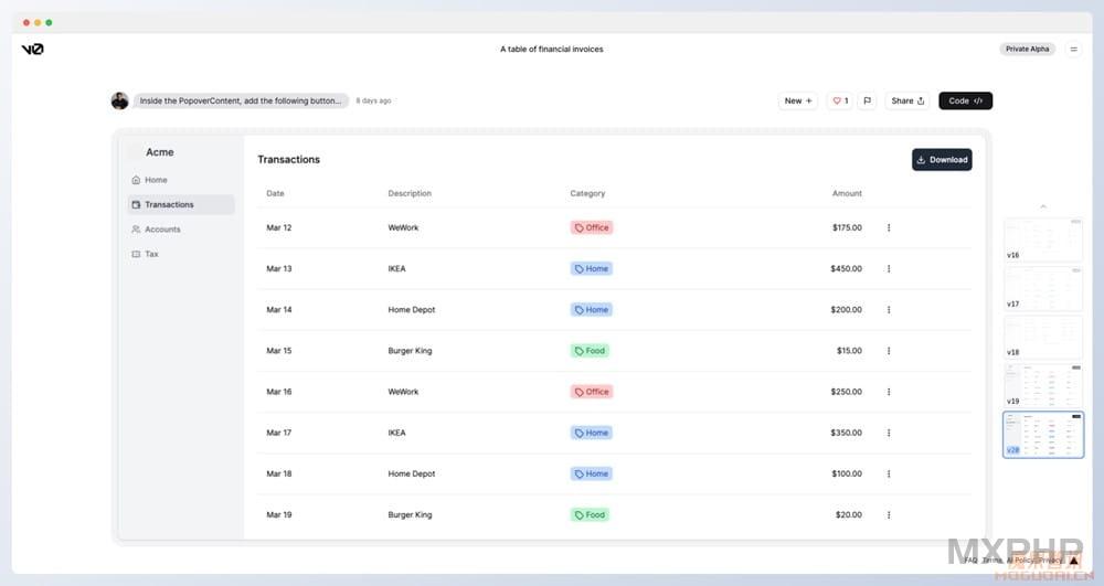 v0.dev-Vercel Labs发布的网站界面生成器